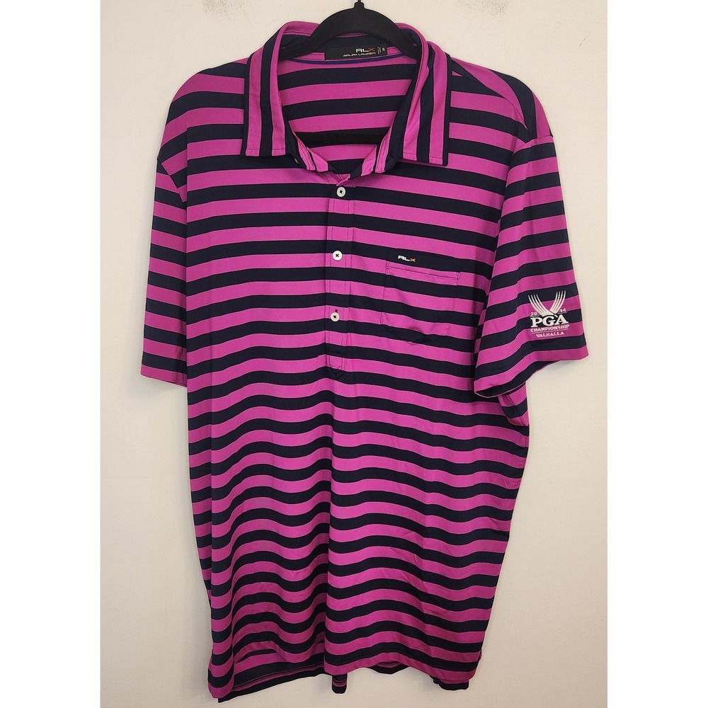 RLX Ralph Lauren PGA Championship Valhalla Pocket Golf Polo Shirt Stripe Size XL